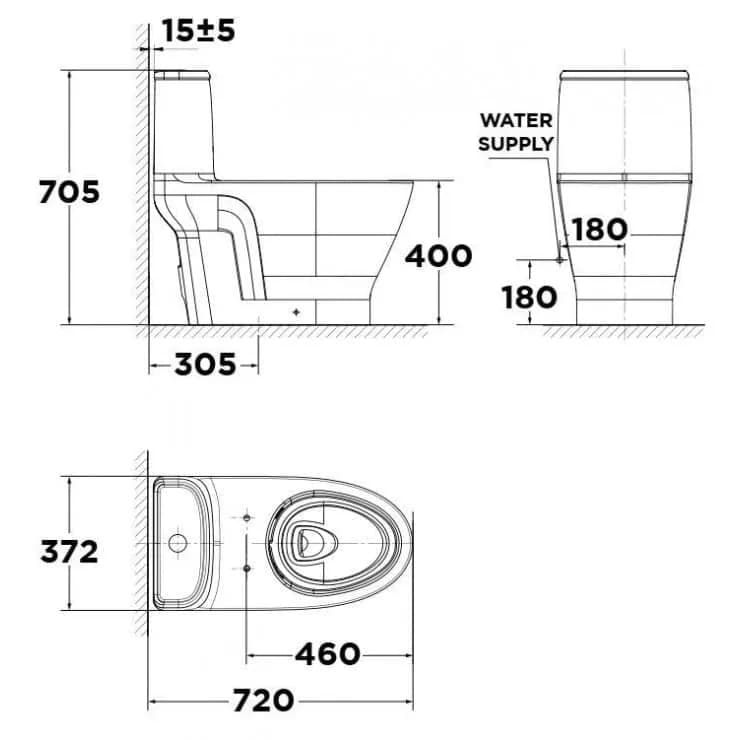 Bồn cầu American Standard VF-1862 Loven 1 khối chế độ xả xoáy kép