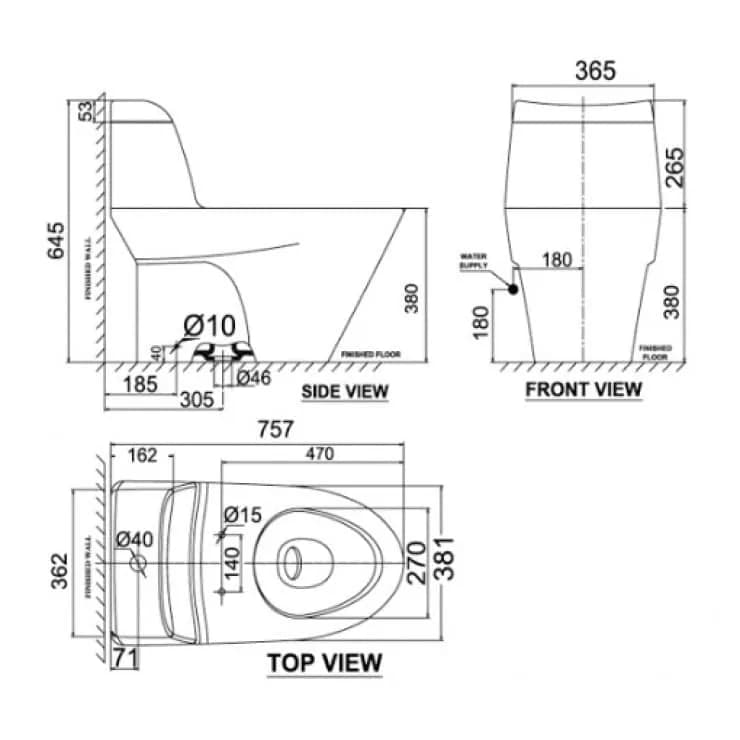 Bồn cầu American Standard VF-2010 1 khối xả xoáy dòng Activa
