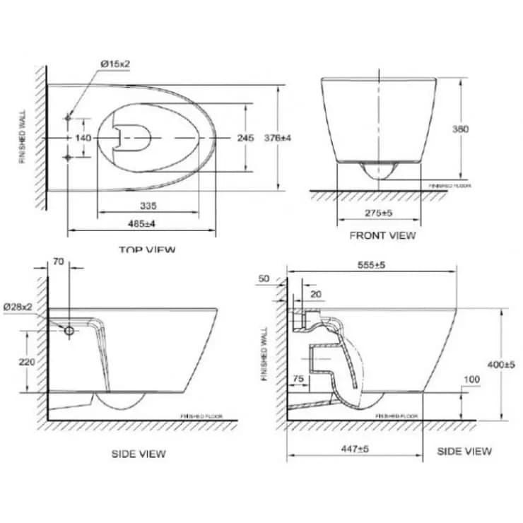 Khám phá sự tiện nghi của bồn cầu American Standard VF-3119B lắp treo tường - ống thoát ngang
