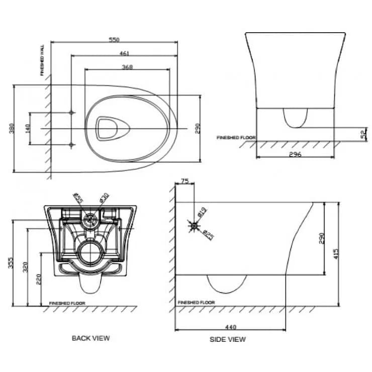 bồn cầu American Standard WP-2140 treo tường
