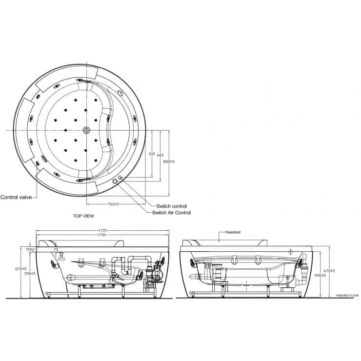 bồn tắm massage American Standard 70212100-WT IDS đặt sàn
