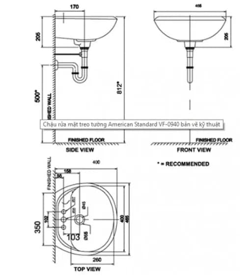Khám phá sự tiện lợi của chậu rửa American Standard VF-0940-3H dòng Gala treo tường