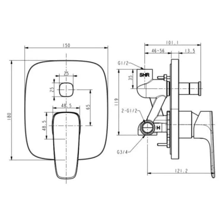 Van American Standard WF-1721 điều chỉnh nóng lạnh lắp âm tường