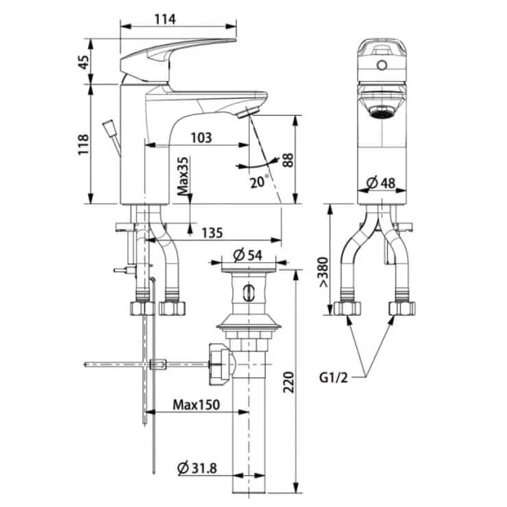 Vòi Lavabo American Standard WF-0901 nóng lạnh dòng Milano