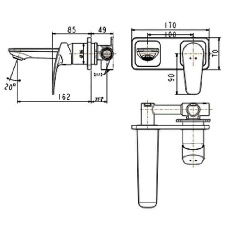 Vòi Lavabo American Standard WF-0904 Milano Nóng Lạnh Gắn Tường