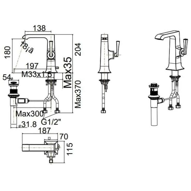Vòi Lavabo American Standard WF-1601 Kastello nóng lạnh