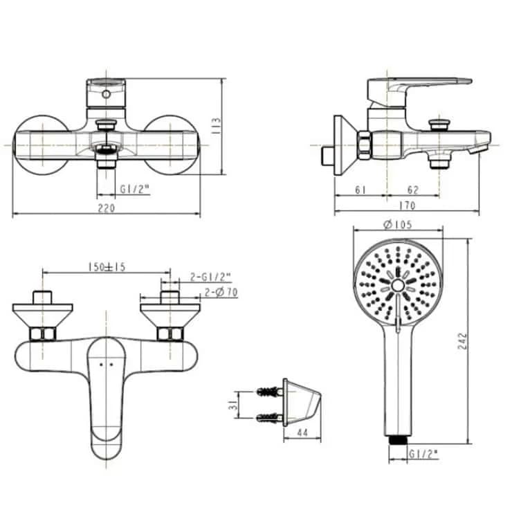 Vòi sen tắm American Standard WF-B211