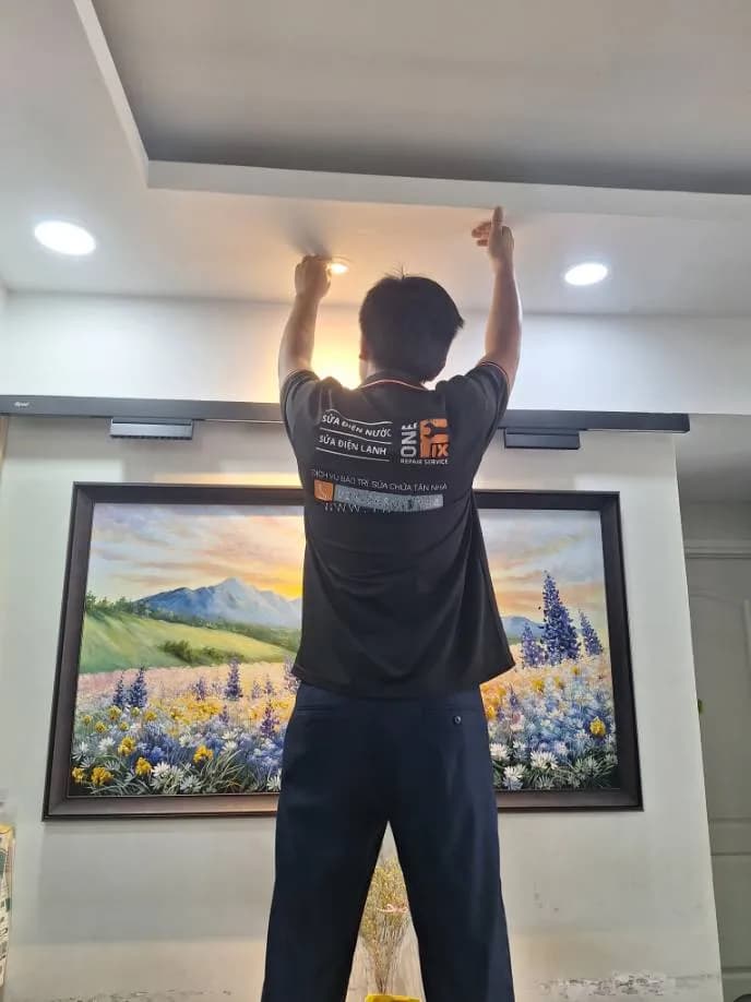 Sau khi hoàn thành sửa đèn âm trần tại P. Tân Hưng Quận 7 Tp.HCM - Tầng 23, Quận 7 — thợ ĐÔNG TRẦN