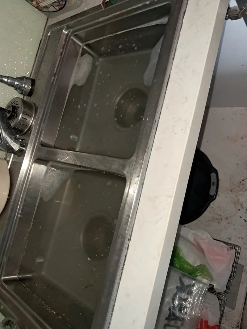 Trước sửa bồn rửa chén đôi Malloca tại Thủ Đức — thợ Bùi Văn An