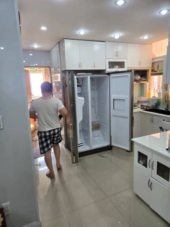 Trước sửa tủ lạnh side-by-side Samsung tại Phường Bình Trị Đông, Bình Tân — thợ Lê Hữu Lộc