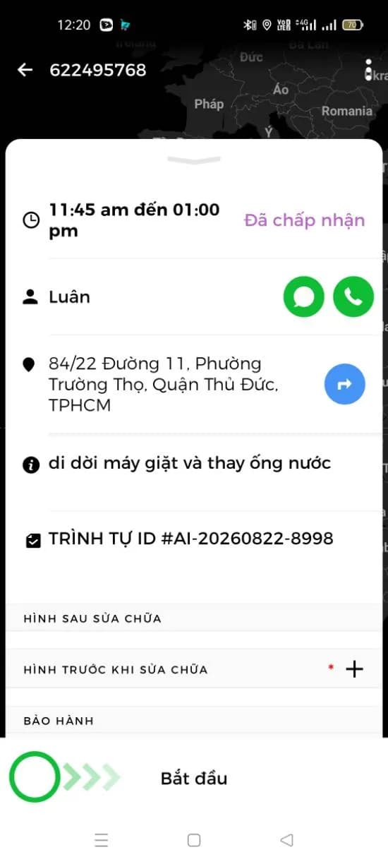 Trước sửa máy giặt cửa trước Samsung tại Phường Trường Thọ, Thủ Đức — thợ Lê Đăng Tuấn