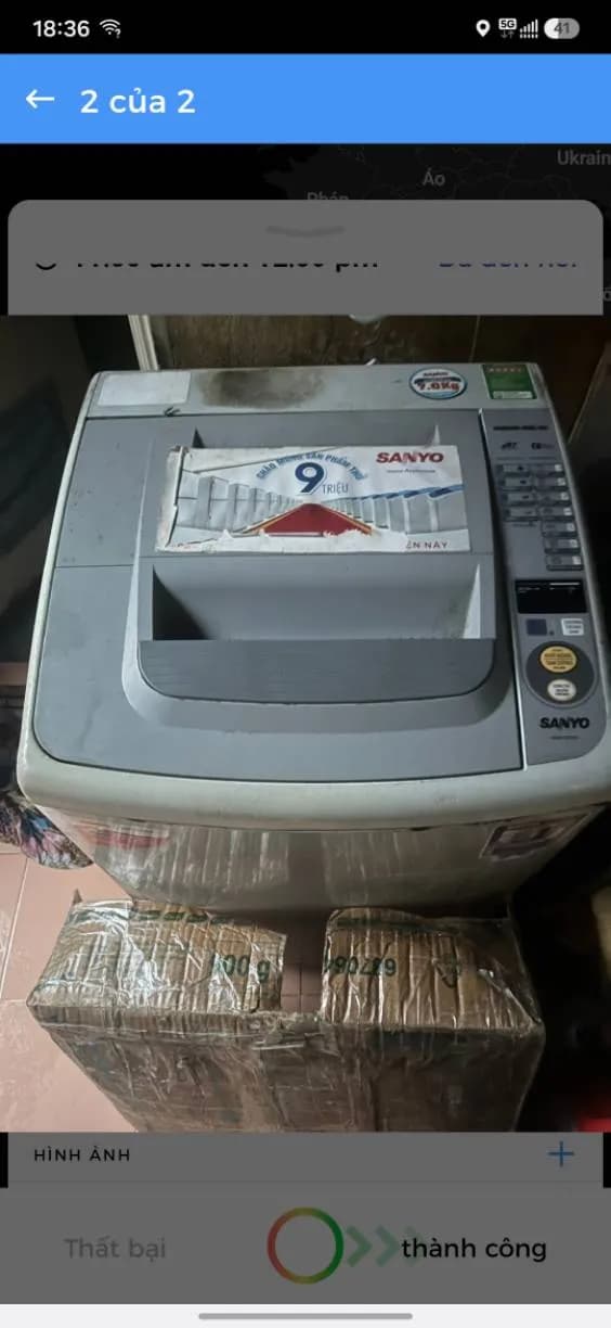 Sau khi hoàn thành sửa máy giặt cửa trên Sanyo tại Phường Sài Gòn, Quận 1 — thợ Lê Hữu Lộc