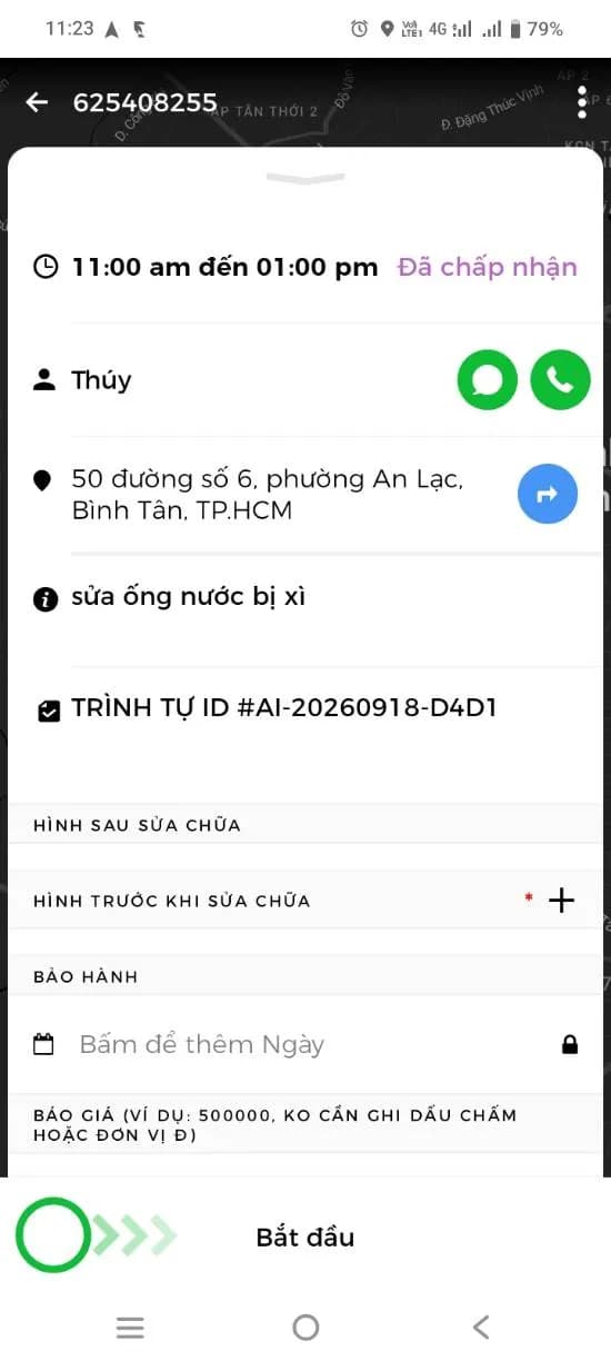 Trước sửa đường ống nước Bình Minh tại phường An Lạc, Bình Tân — thợ Trương Công Việt Trân