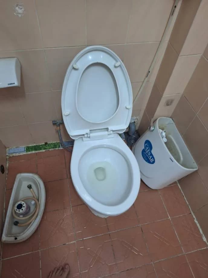 Trước sửa bồn cầu Caesar tại phường Tân Phú, Quận 7 — thợ Trần Quốc Đông