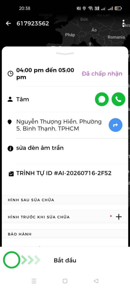 Trước sửa: sửa đèn âm trần tại Phường 5, Bình Thạnh — thợ Lê Đăng Tuấn