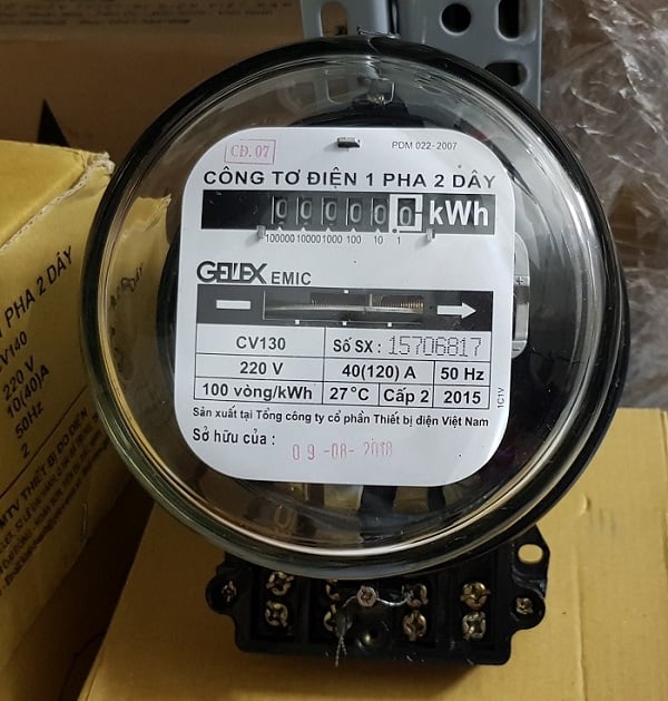 Đồng hồ điện cơ 1 pha EMIC 40(120)A 220V | Kiểm định bởi EVN