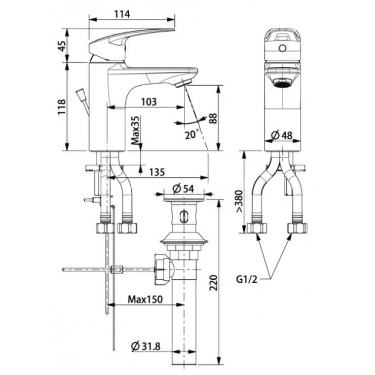Vòi Lavabo American Standard WF-0901 nóng lạnh dòng Milano
