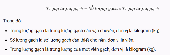 Cong thuc tinh trong luong gach can van chuyen