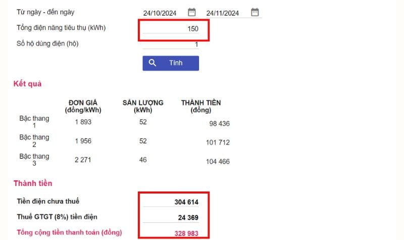 cách tính hóa đơn tiền điện trực tuyến