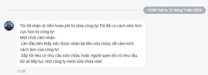 Cam kết hoàn tiền của dịch vụ 1Fix nếu khách hàng không hài lòng, thể hiện sự uy tín và trách nhiệm.